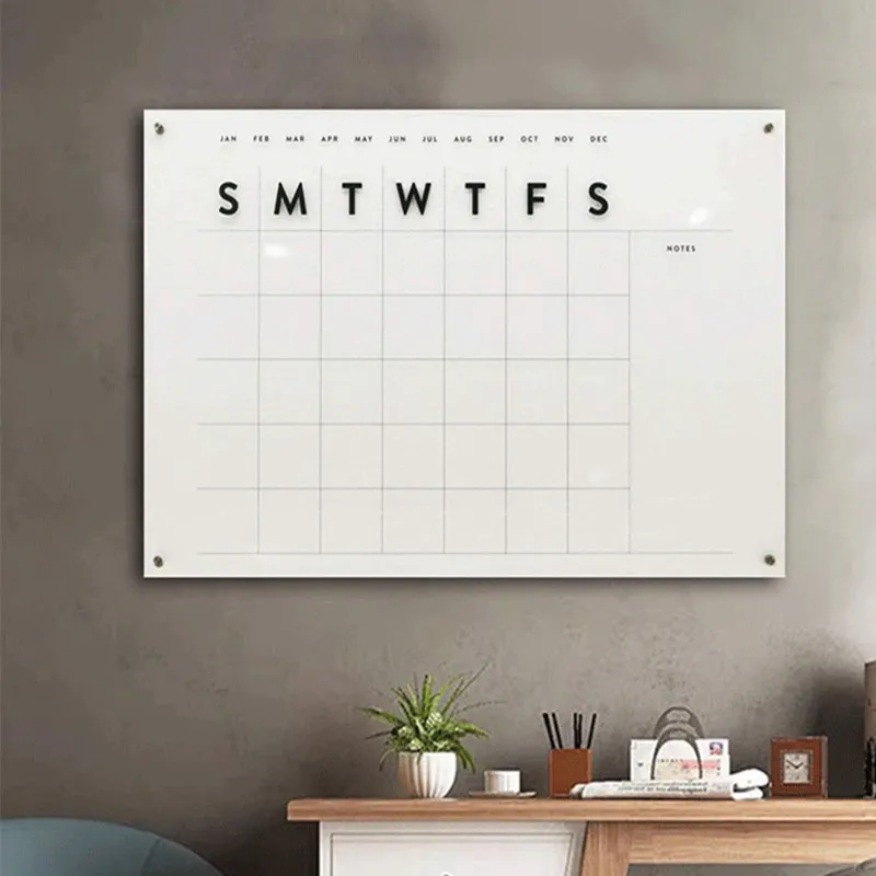 Factory direct acrylic printed calendar planner reusable frameless clear acrylic sign