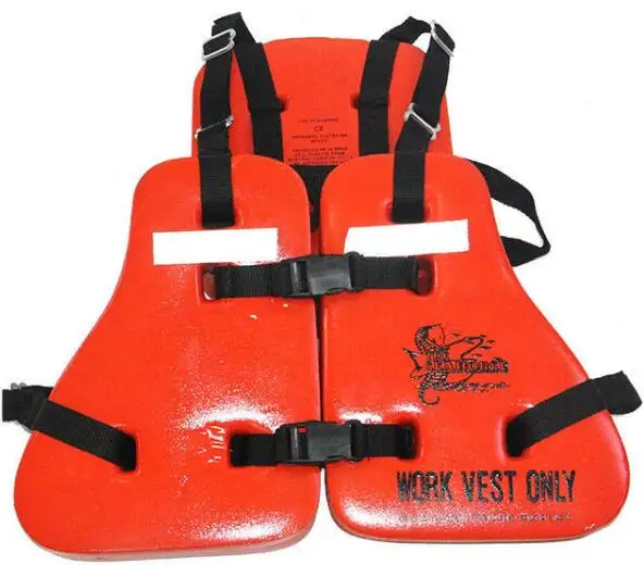 Marine Oil Workers Using Three-Pieces Life Jacket