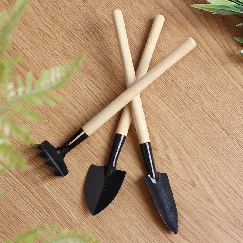 3 Piece Garden Set Stainless Steel Mini Garden Tools Set With Wood Handle
