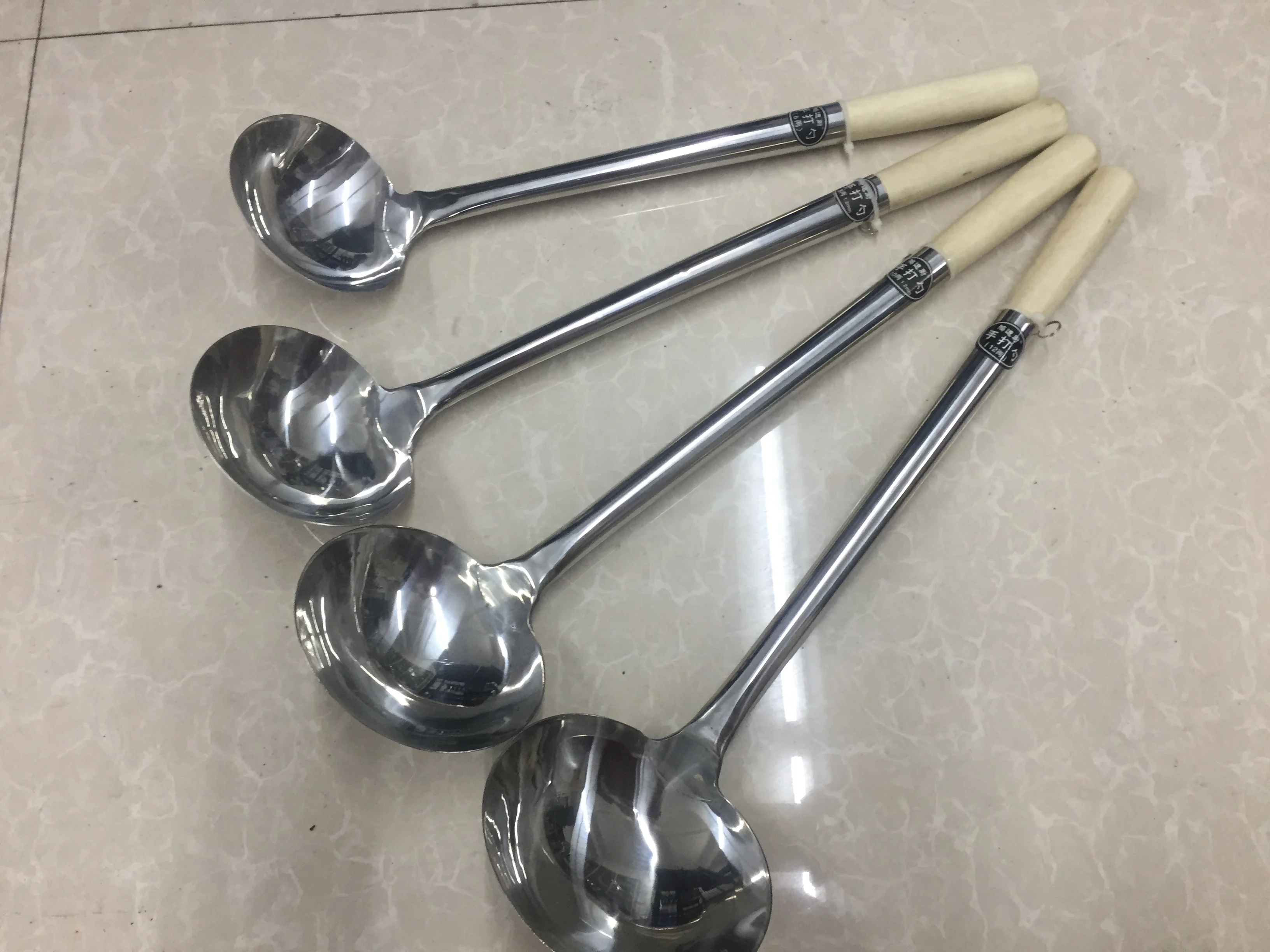 Stainless Steel Wok Ladle Spatula With Wooden Handle Kitchen Wooden Handle Ladle