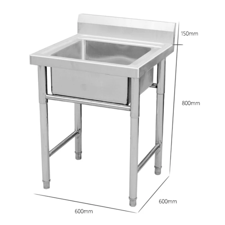 Heavy Duty Stainless Steel Sink Kitchen Waste Collection Work Table with Double Sink Bench