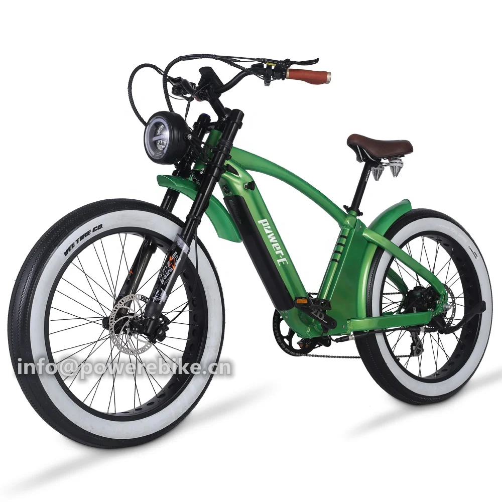 New Arrival Retro 26*4.0 Inch 1000W Electric Fat Bike 48V 17.5Ah Electric Motorcycle Beach Cruiser Ebike Fat Tire