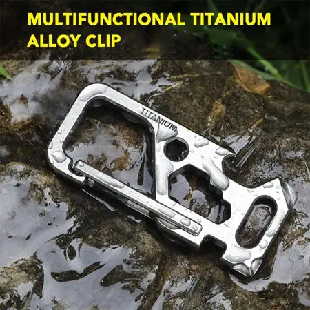 Multi-Tool Titanium Clip Hook Screwdriver Bottle Opener Keychain