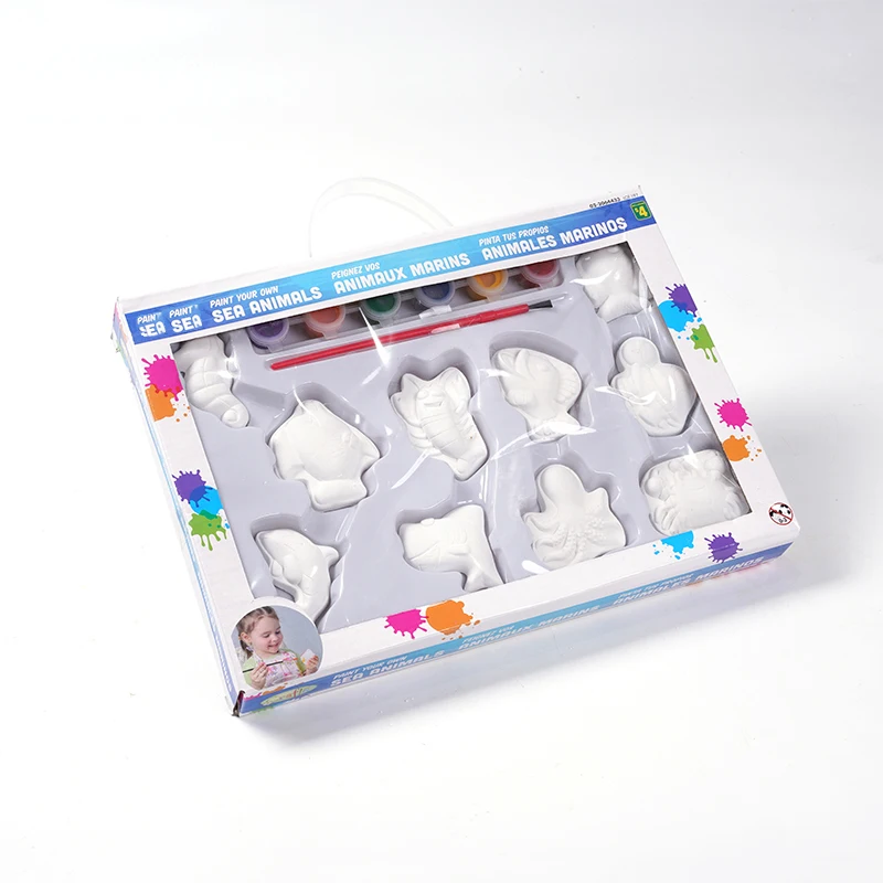 Wholesale interesting coloring material child educational diy drawing toy plaster blank art craft cartoon painting kit supplies
