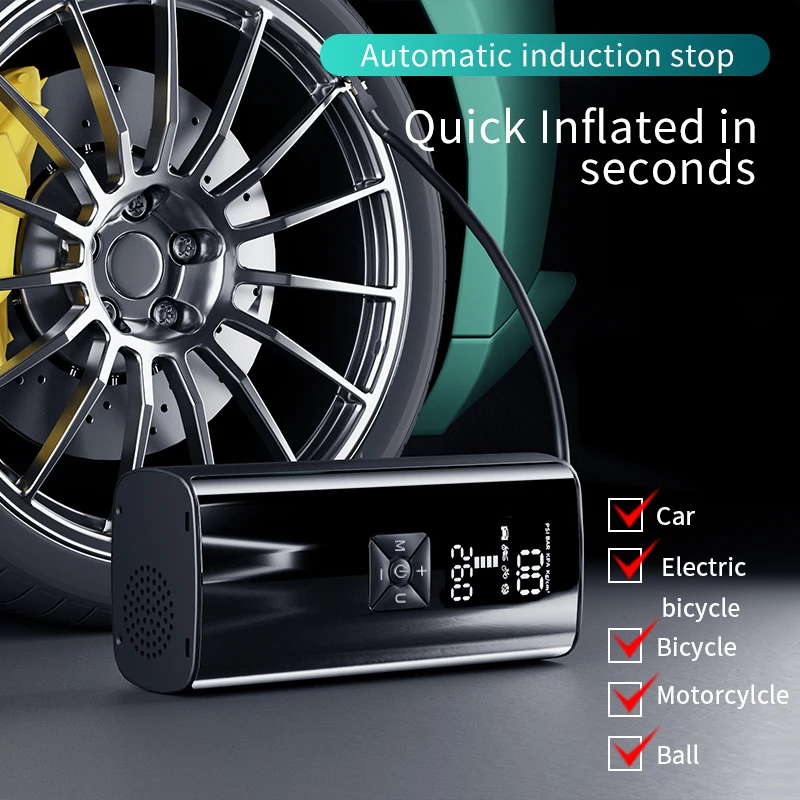 New Products 2023 Electric Car Bicycle Air Pump 12V 150PSI Rechargeable Tire Inflator Wireless Compressor Digital Pump