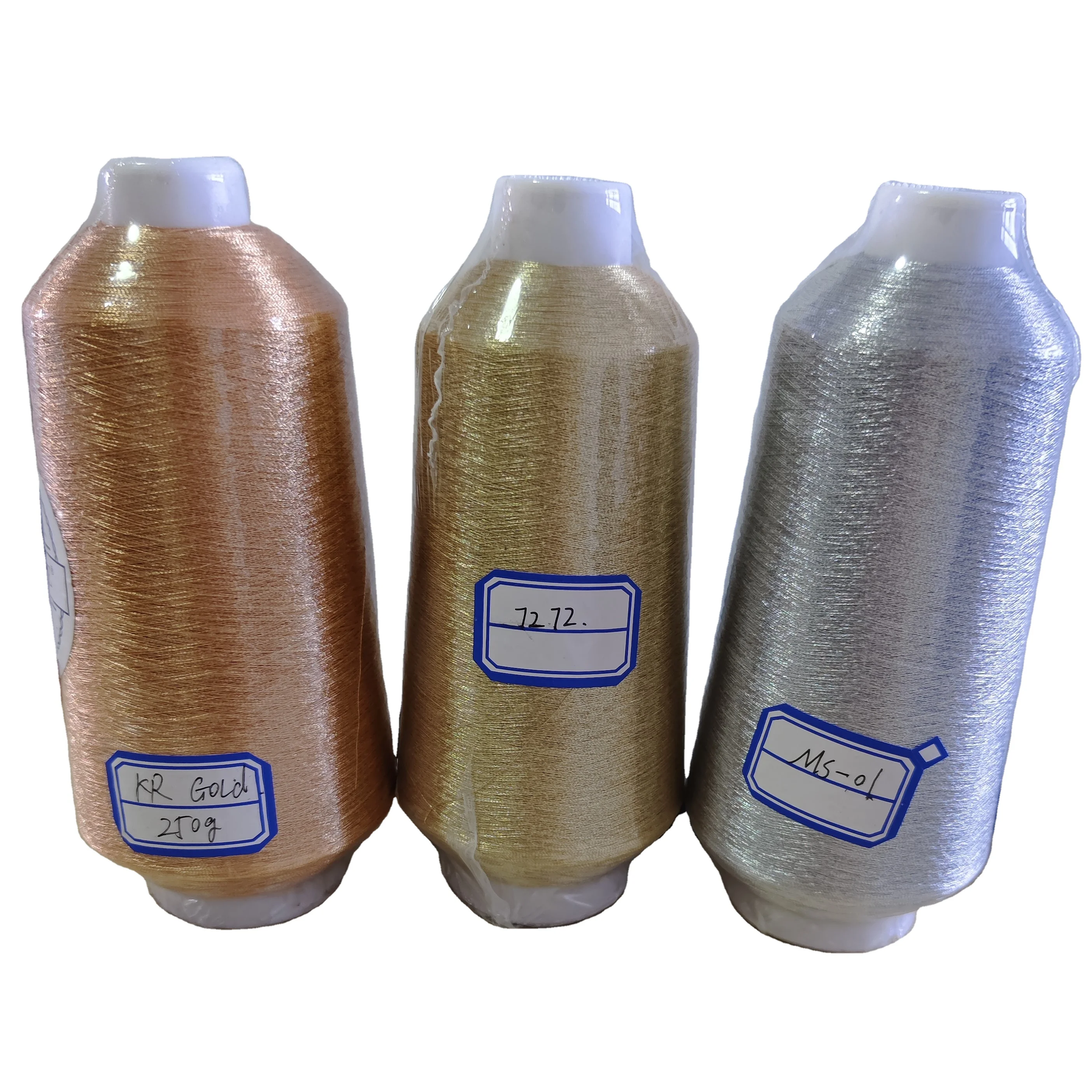 Вышивальная металлическая пряжа MS/ST Type KR золотого цвета для вышивальной машины 12mic 150D производитель полиэфирной