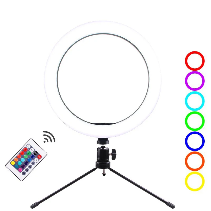 Hot Sale 10 Inch Phone Fill Light Ring, Photographic Lighting RGB Led Ring Light with Tripod Stand (1600064283449)