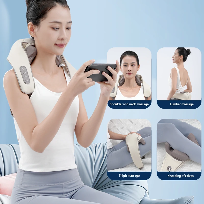 Best selling massage products electric heating back portable massage shawl abdominal full body neck and shoulder massager