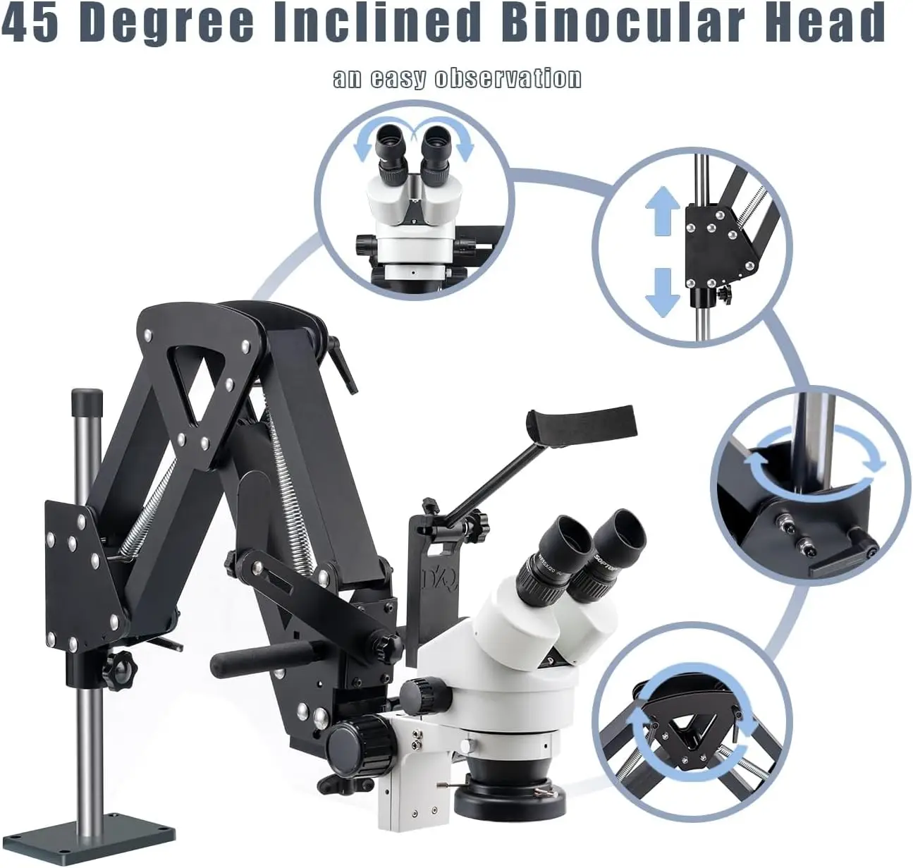 7X-45X Multi-Directional Microscope for Gem & Jewelry Inspection - Precision Tool