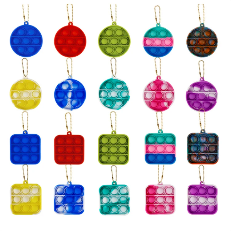 Wholesale New Silicone Fidget Key Chain Bubble Fidget Mini Push Popping Keychain Fidget Toy