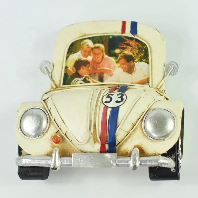 Car Shape Photo Frame Stand Metal Retro Vintage Decor Office Ornaments Living Room Antique Home Decoration Craft