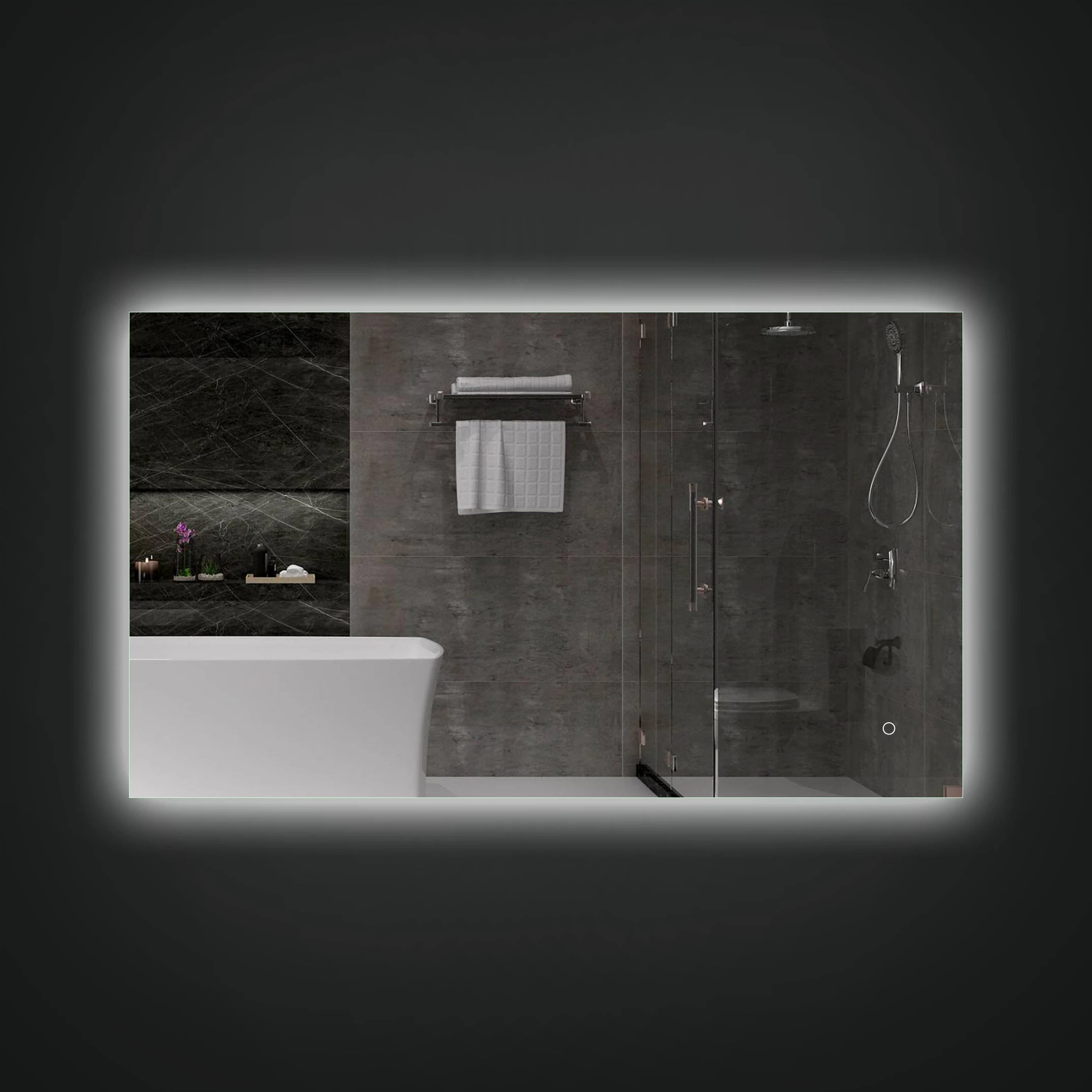 Three Led Light Smart Mirror Glass Touch Screen  Frameless Anti Fog Backlit  Wall Bathroom Mirror