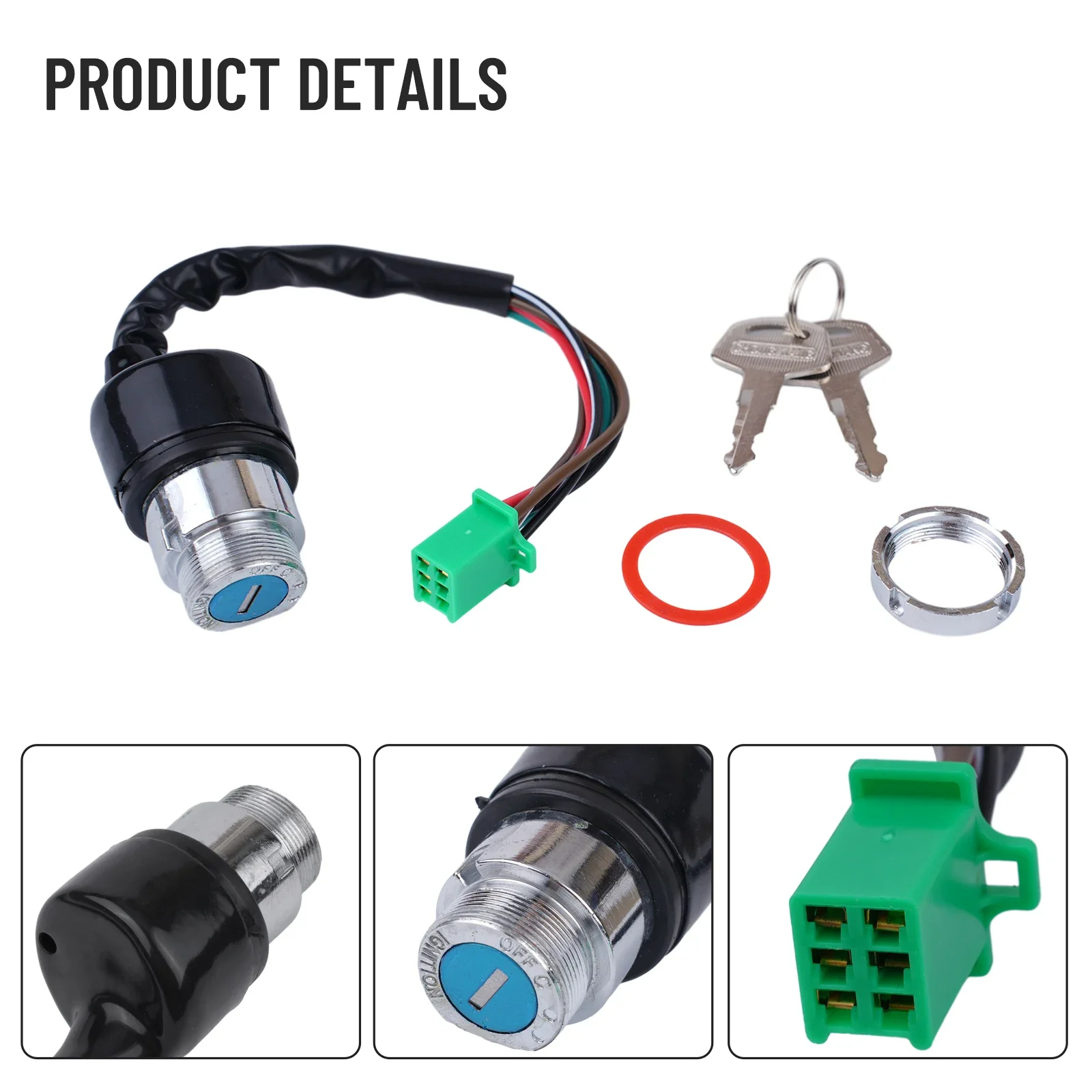 6 Wire Motorcycle Ignition Key Switch 2 Keys Set