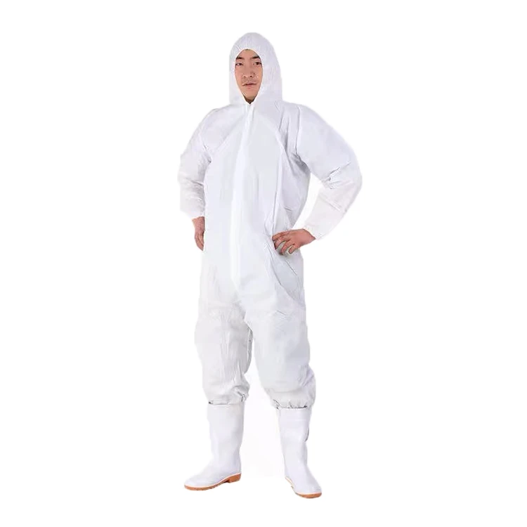 Wholesales TYPE 5/6B Disposable White 55gsm SF Waterproof Dustproof Jumpsuit