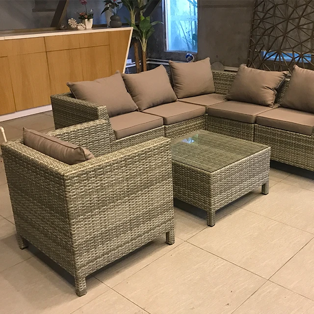 custom modern outdoor furniture design cast aluminum garden set plastic rattan sectional sofa