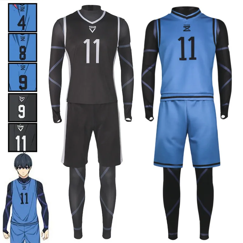 Blue Lock Anime Cosplay Costume Isagi Yoichi Chigiri Bachira Rensuke Kunigami Football Soccer Training Uniform Full set Outfit
