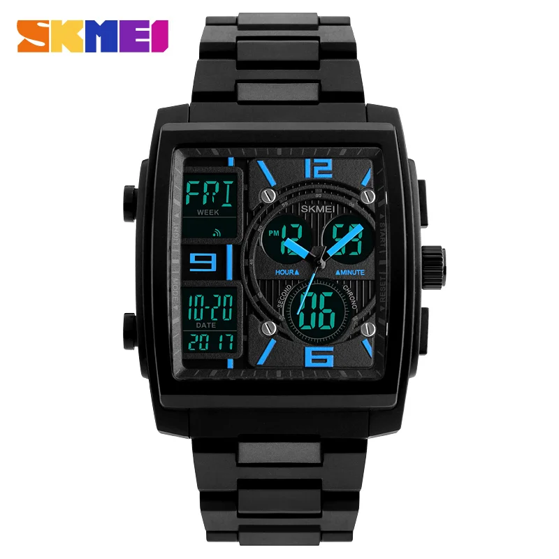5atm water resistant dual time square watch mens fashion watch Skmei 1274