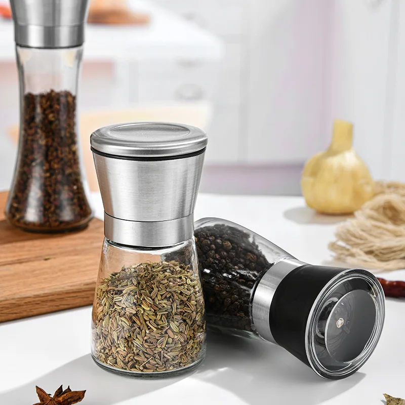 180ml 200ml Portable Empty Transparent Restaurant Kitchen Glass Salt and Pepper Grinder