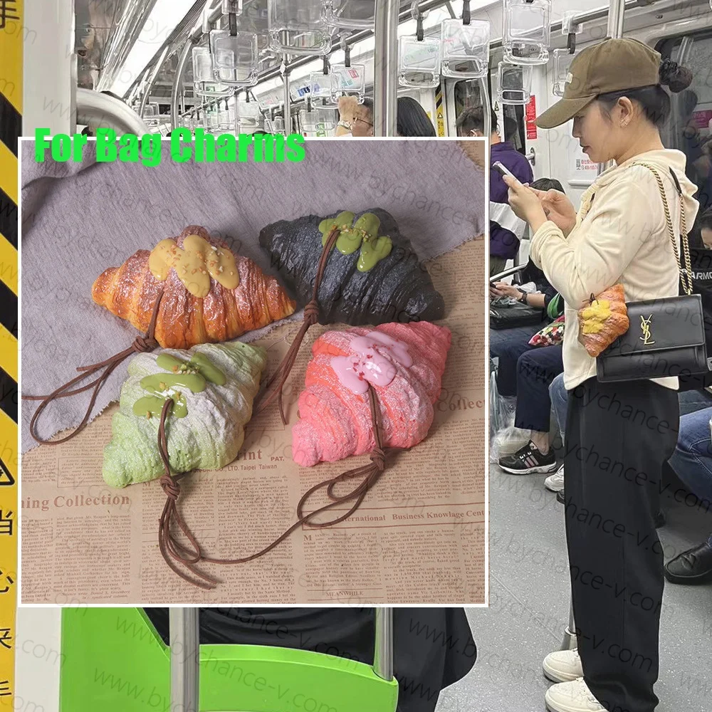 high quality artificial bread realistic faux Croissant squishy real touch simulation bread loaf for education pretend and play