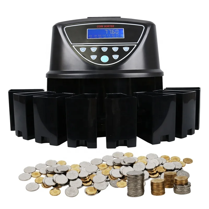 CS-5506 Commercial Coin Counter Machine 350pcs/min Plastic Coin Separator Counter Sorter Multi Coin Sorting and Change Machine