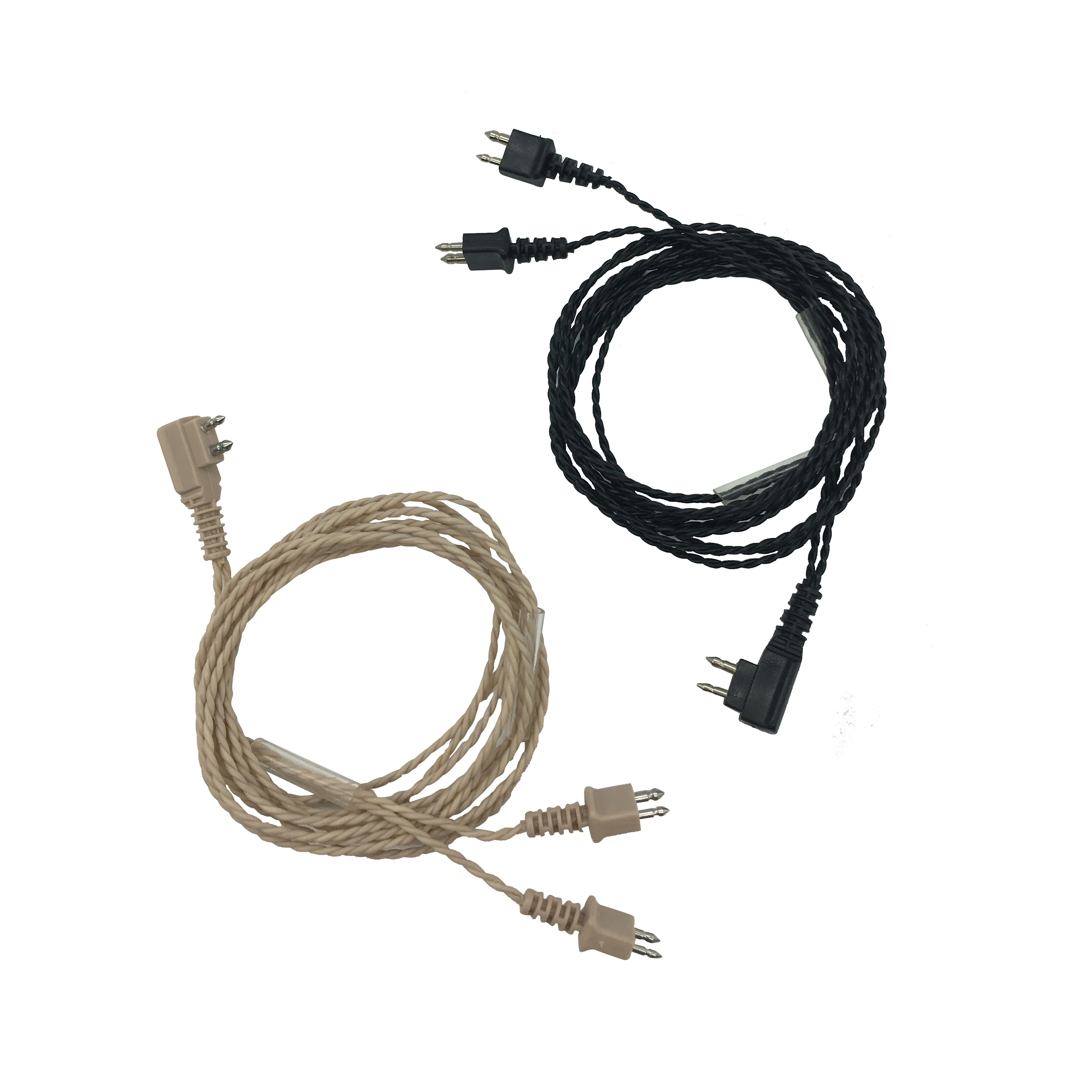 Pocket Hearing Aid BW Cable Cord Wire  with 2Pin 2-Pin Y for Two Ears Hearing Aid Beige Color