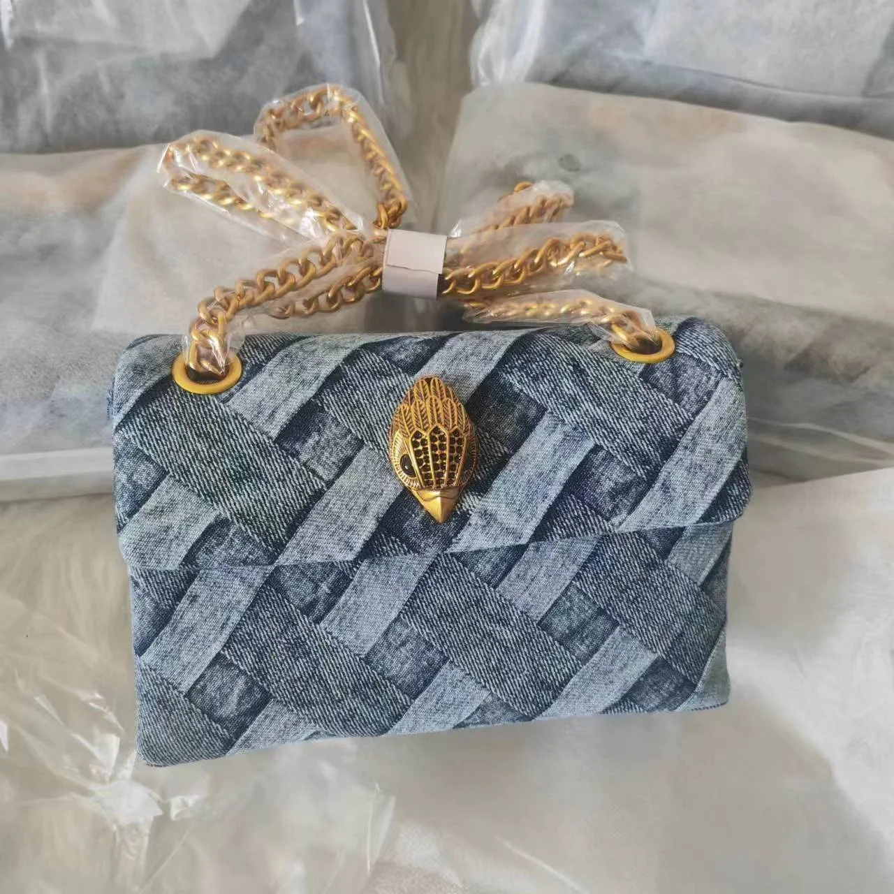 BM9300 Designer Luxury Denim woven Eagle head chain Bags Women square lady Bags Striped Crossbody small handbags
