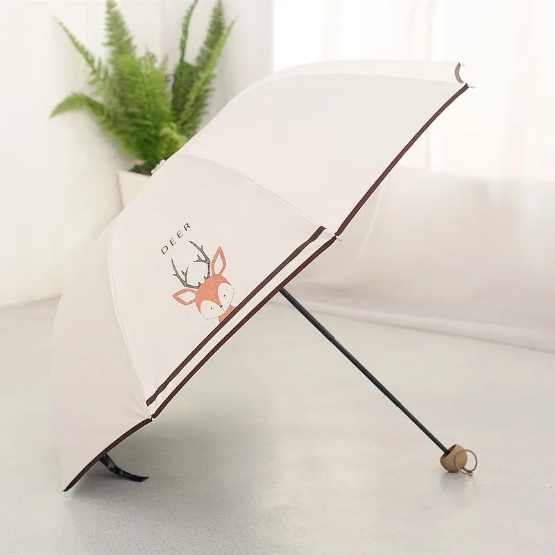 Черный резиновый солнечный и дождливый двухцелевой мультяшный солнцезащитный зонтик складной солнцезащитный зонтик с защитой от УФ-лучей Amazon горячая Распродажа зонтика