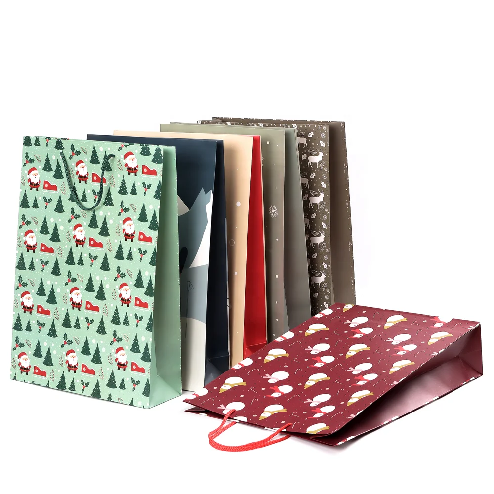 Manufacturer Recycled Grocery Shop Store For Merry Christmas Gift Packaging For Birthday Party Packaging Kraft Paper Bag