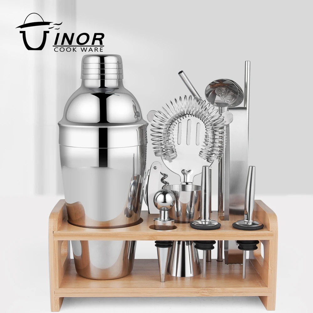 2022 New Arrivals Bar Tools Cocktail Shaker Set 23-Piece Stainless Steel Bartender Kit with Acrylic Stand 4 Whiskey Stones