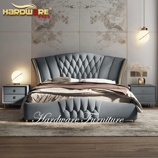 Фурнитура, мебель для кровати, кожаная кровать для пары, деревянная двухместная Свадебная кровать