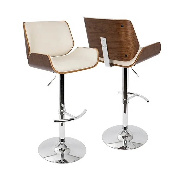  Commercial Office Furniture Swivel Faux Leather Bentwood Seater Matte Black Base Height Adjustable Bar Stool High Chair