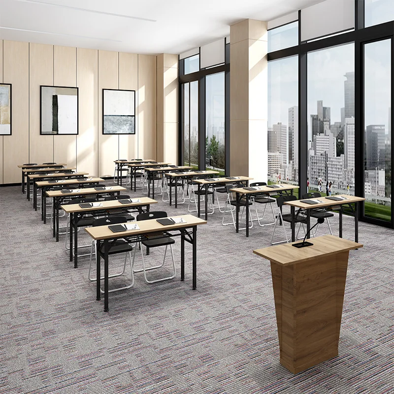 Ekintop Modern School Furniture for Fold Training Room Classroom Student Table and Chair College Desk for Meeting Room