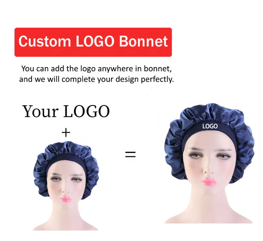 
2021 Designer Silk Custom Logo Luxury Long Braid Headbands Women HairSatin Wraps Bonnets 