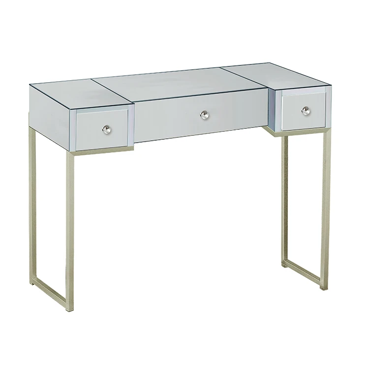 
Home Furniture Metal Mdf Wood Mirror 3 Drawer Accent Table with Metal Feet 