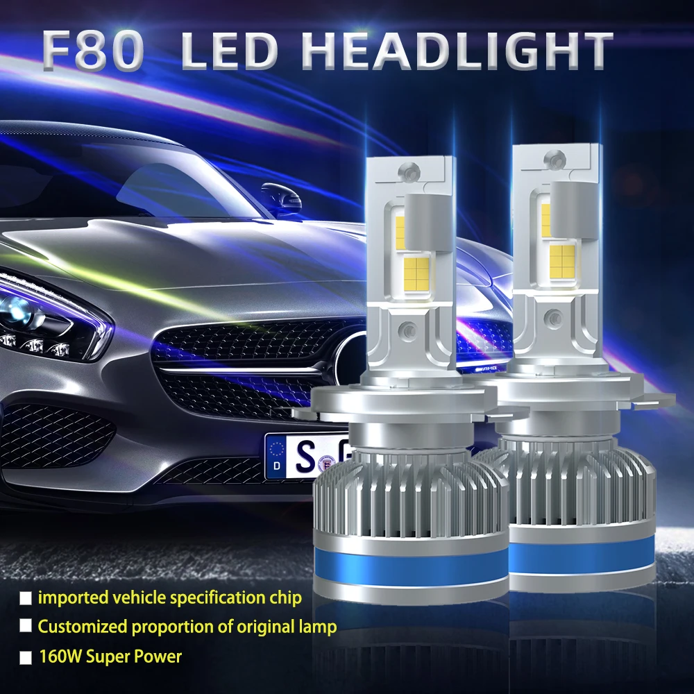 Xenplus 2023 Top1 F80 160 ватт 40000Lm светодиодные фары автомобиля Led Canbus H4 привели лампочку с лампой накаливания