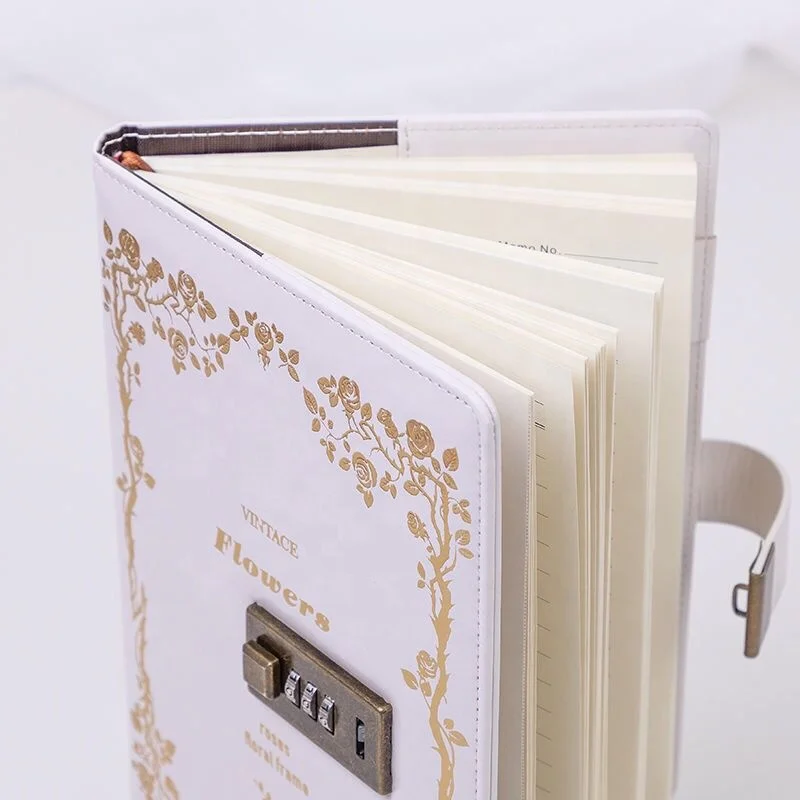 Factory directly sale A5 B6 PU Leather Notebook  Diary With Lock Digital Password for student