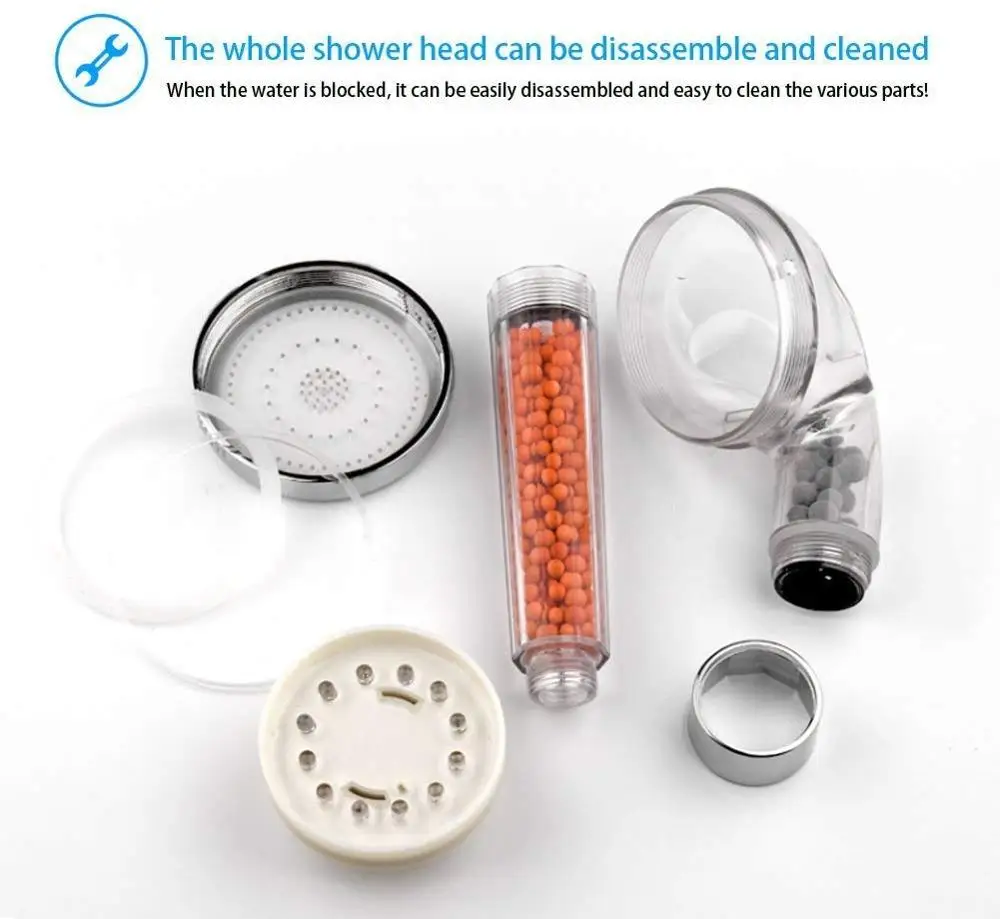 High Pressure Water Saving Negative Ion Filter led massage shower head
