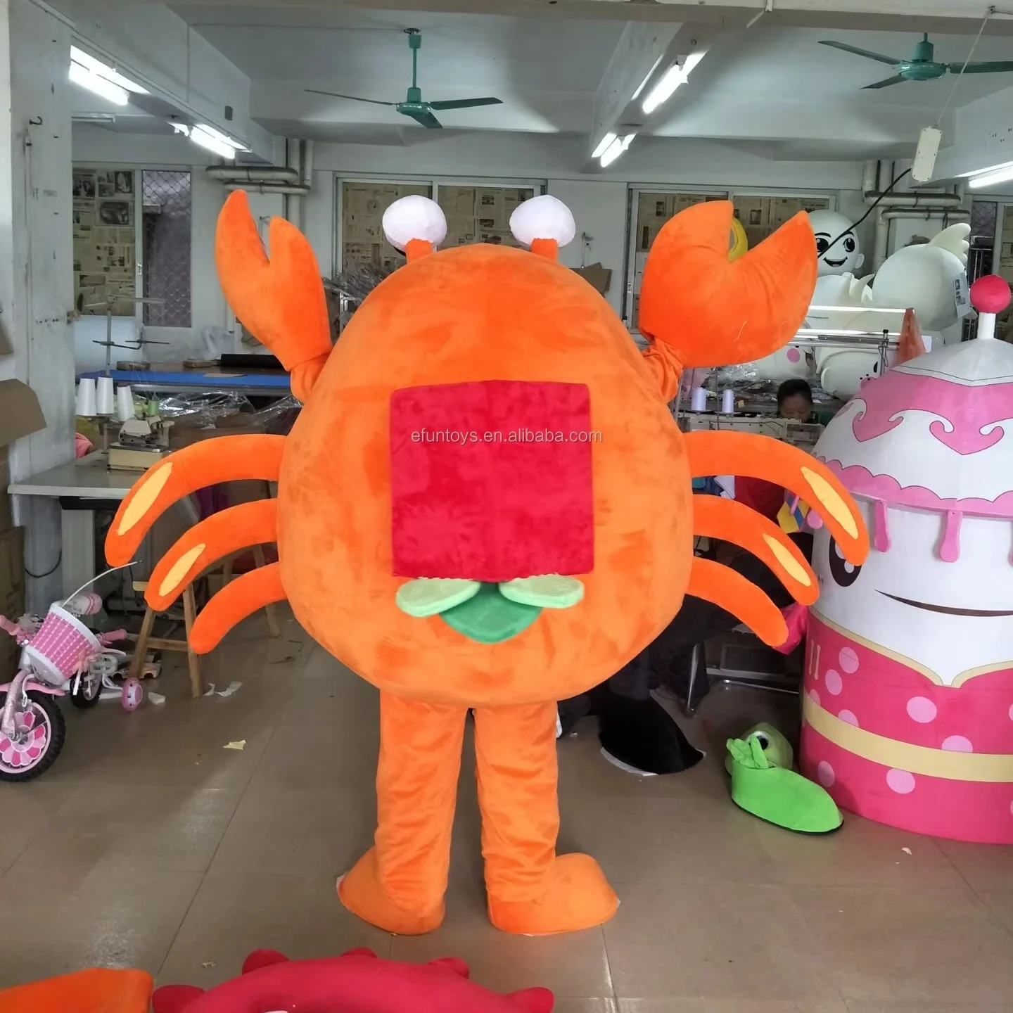 Efun MOQ 1 PC Custom Cartoon Orange Crab Mascot Costume Interesting Cartoon Crab Mascot Costume for Large Event Adult Party
