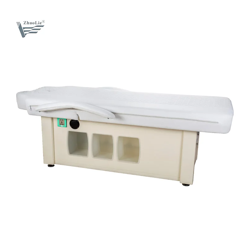 Luxury LED Electric Massage Facial Bed Adjustable Beauty Salon 2 Motors Vibration Music Heated Massage Bed