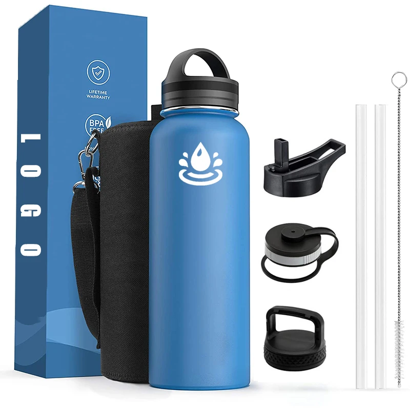 32oz 40 oz Stainless Steel Wide Mouth Thermos Vacuum Flask Leakproof Sports Water Bottle with Handle Lid