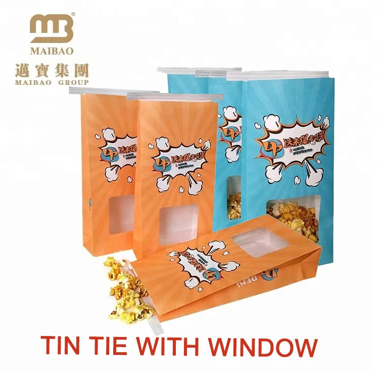 Custom Personalized Logo Print Wholesale Food Grade Kraft Brown Cinema Movie Snack Packaging Popcorn Package Pop Corn Paper Bags