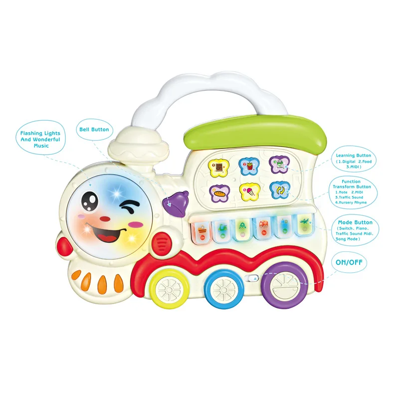 Kids Early Education Electric Musical Keyboard Cartoon Train Piano Toys