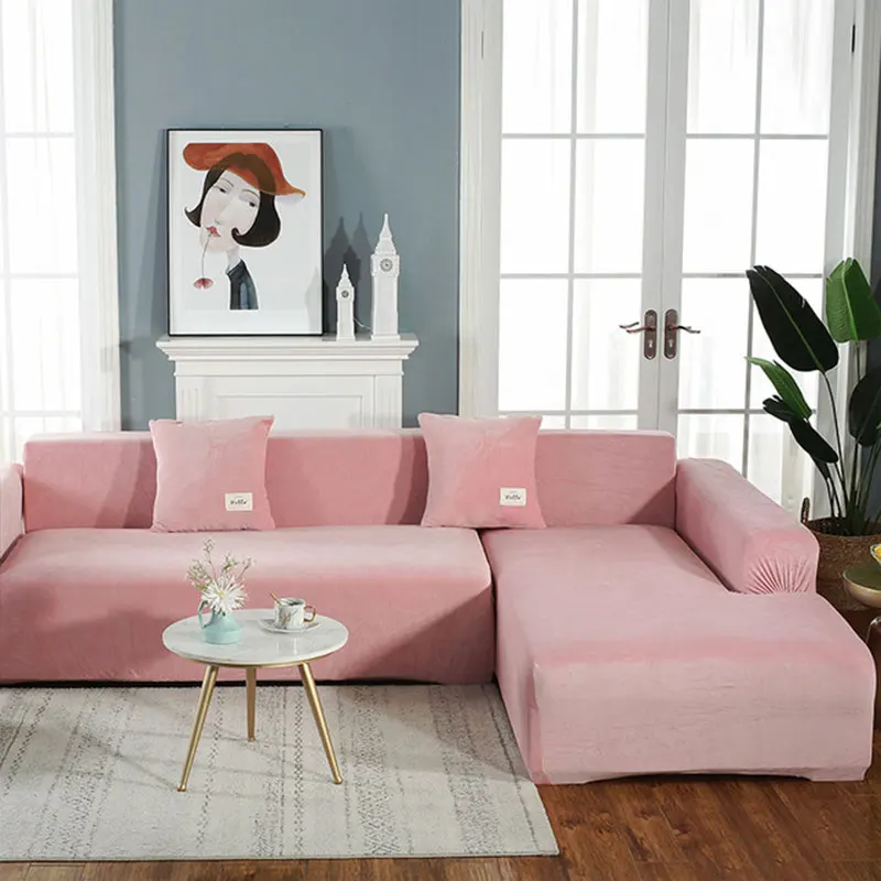 Секционный чехол для мебели, l-образный Элегантный водонепроницаемый эластичный Бархатный Чехол для дивана в гостиную //