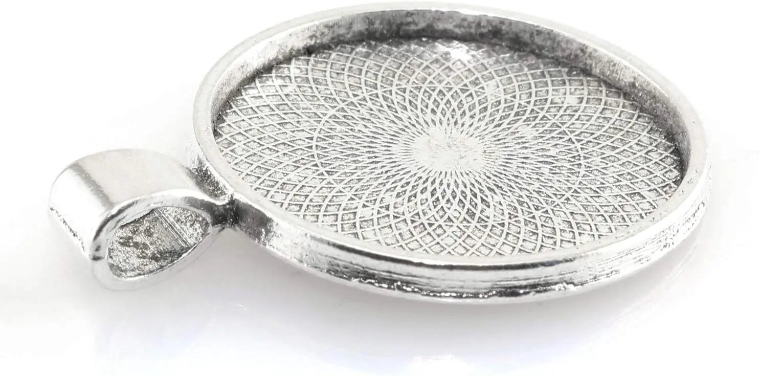 DIY 25mm 30mm Metal Cabochon Round Bezel Tray Blank Pendant