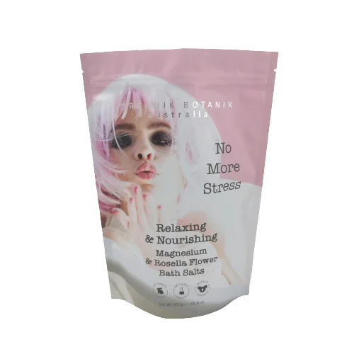 Custom 200g 250g 4oz 6oz Stand Up Pouch For Bath Salt Packing Moisture Body Scrub Powder Plastic Bag With Resealable Zipper