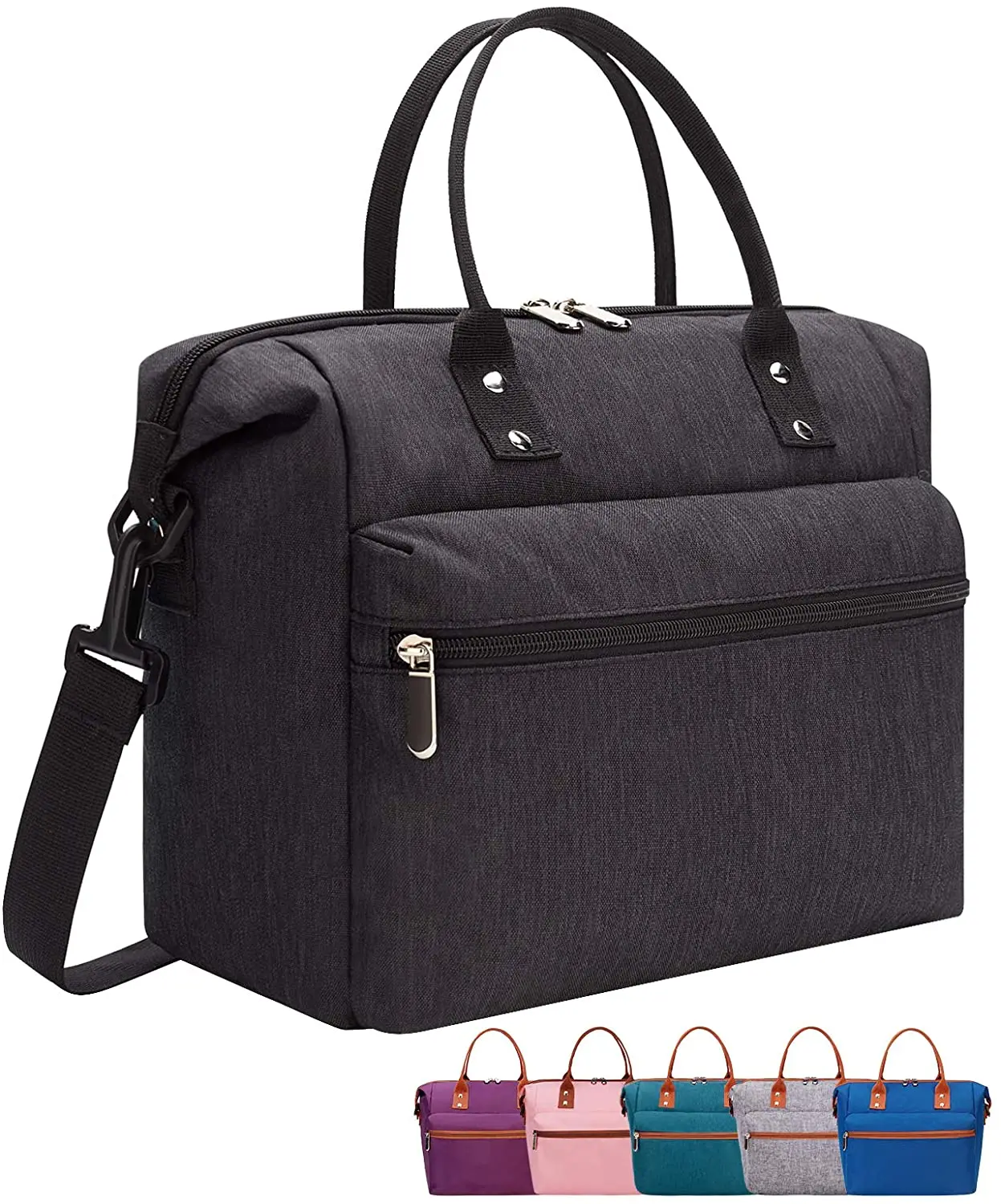 Durable Reusable Lunch Box with Adjustable & Removable Shoulder Strap Leakproof Insulated Lunch Tote Bag