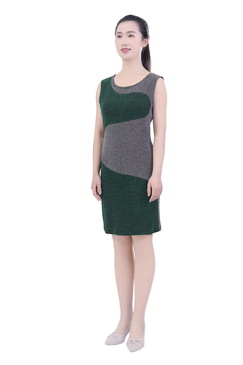 Стильное и красивое женское платье из 100% полиэстера с круглым вырезом