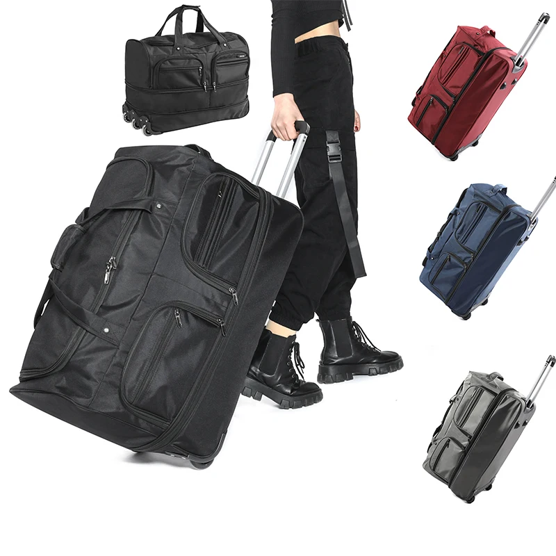trolley wheeled  luggage bag  large extendable foldable Utility Travel Bag Oxford cloth waterproof Ripstop travel duffel  bag