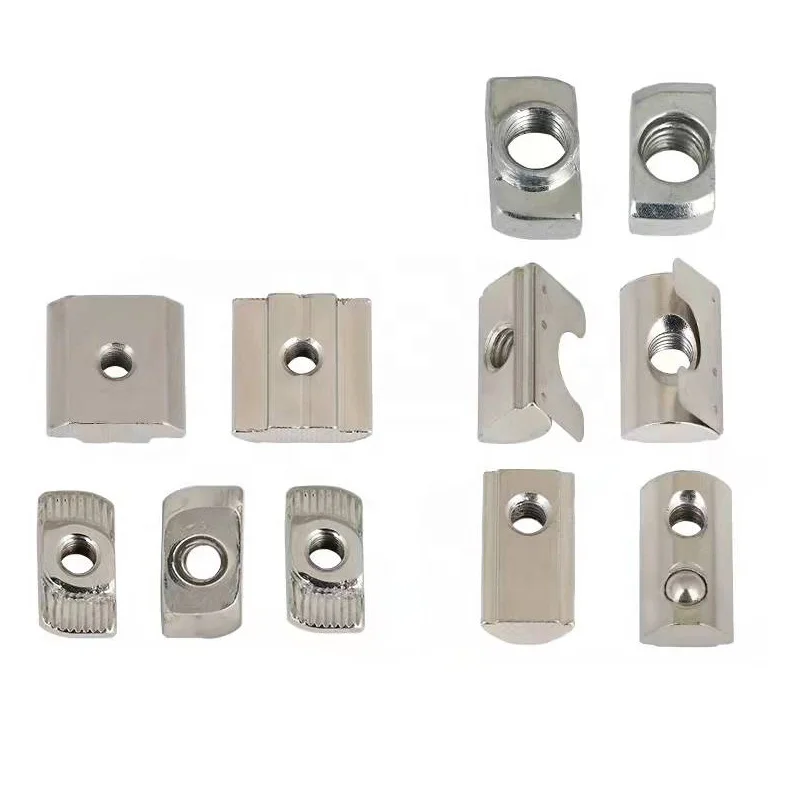 10 x T-Slot Nut Slot 8 - Type I - M8 with step, spring loaded ball, heavy duty, zinc plated steel