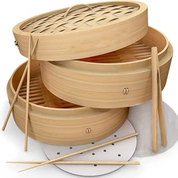 Квадратный Бамбуковый отпариватель Dim Sum, набор из 14 дюймов